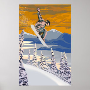Estilo retro Arte de Snowboard