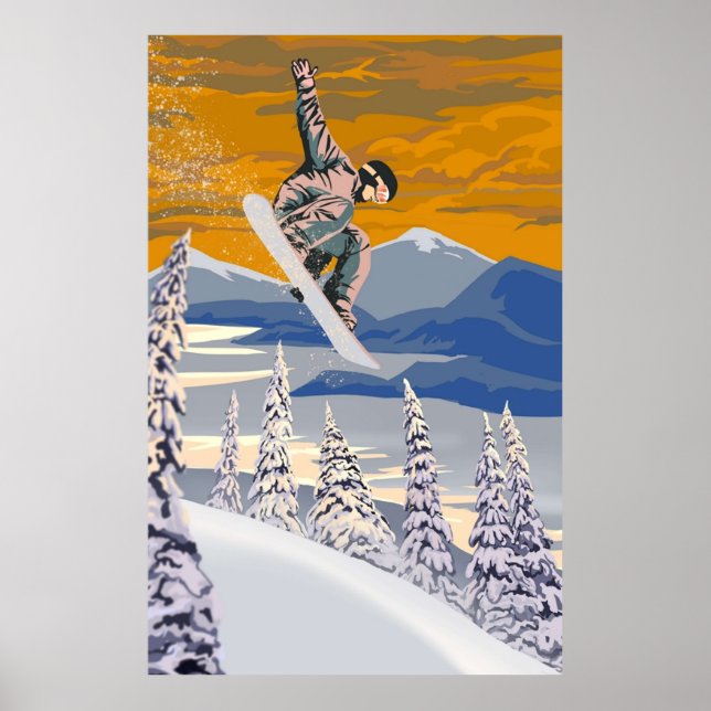 Estilo retro Arte de Snowboard (Frente)