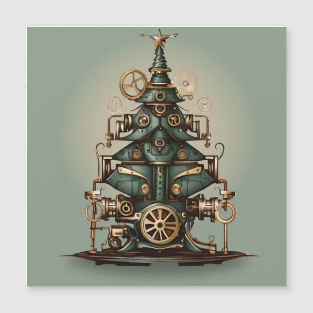 Estilo retro vintage del árbol de Navidad Steampun (Anverso)