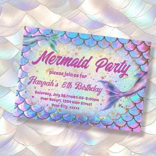 estilo sirena Invitación de cumpleaños