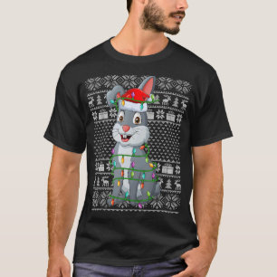 Estilo suéter feo navideño alumbra a Santa Rabbit 