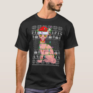 Estilo suéter feo navideño alumbrado Santa Sphynx