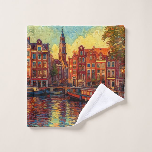 Estilo van Gogh en los canales de Amsterdam (Toallita)