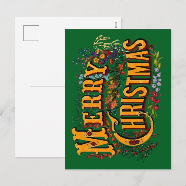 Estilo Vintage Feliz Navidad Saludo Navideño (Anverso / Reverso)
