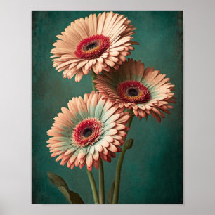 Estilo vintage Gerber Daisy Arte Floral