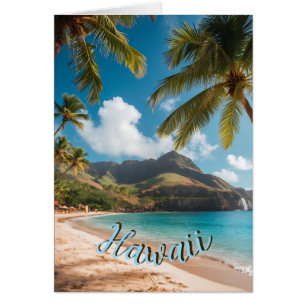 Estilo vintage hawaiano palmeras mar azules cielo