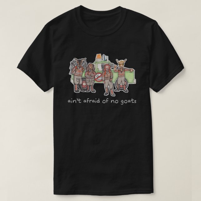 Estilos de la camisa de "Goatbusters" (oscuro, (Diseño del anverso)