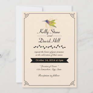 Estiloso amor Hummingbird Invitaciones a la boda