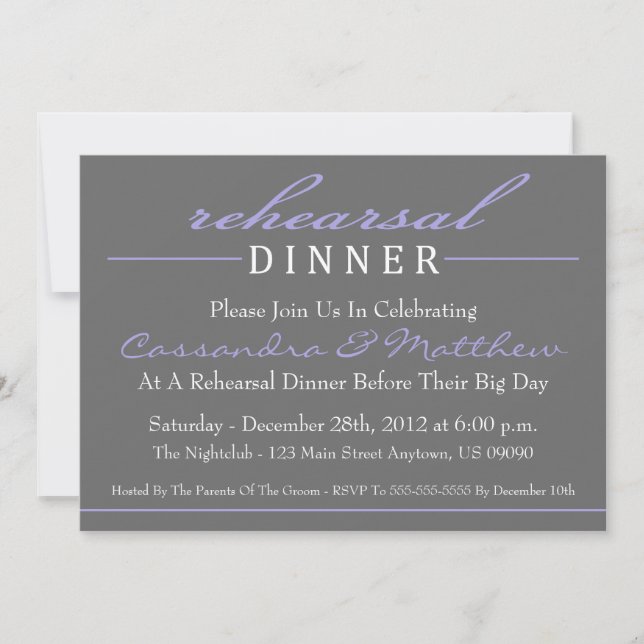 Estiloso ensayo de invitación a fiesta de cena (pú (Anverso)