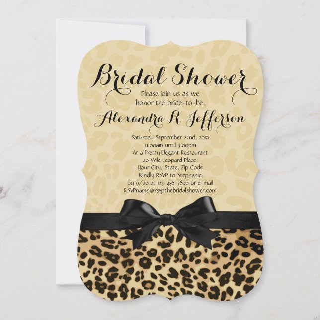 Estiloso Leopard Print Bridal Shower Invitación (Anverso)