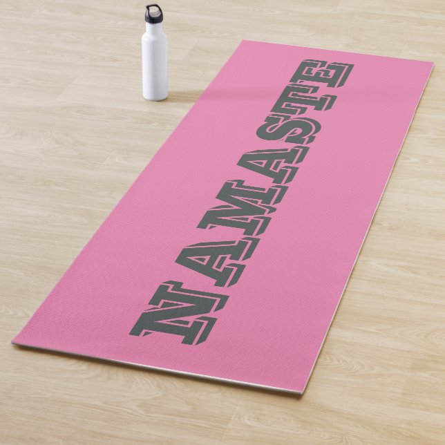 Estiloso Namaste Gris Rosa Tirópografía Yoga Mat (In situ)