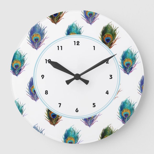 Estiloso reloj de pared de plumas Peacock patrón b (Anverso)