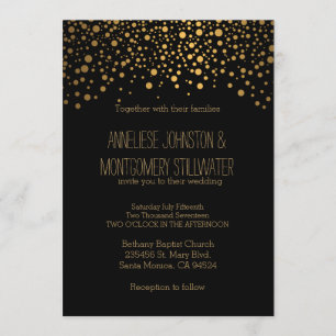 Estilosos puntos de confeti de oro   Invitación ne