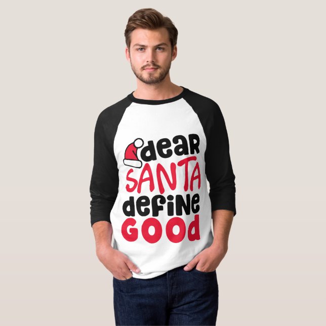 Estimada camisa divertida del raglán del navidad (Anverso completo)