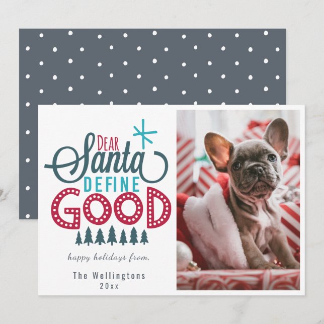Estimada tarjeta de vacaciones de Santa Define Goo (Anverso / Reverso)