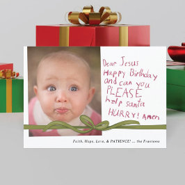 Estimado Jesús Wine Crayon Note Tarjeta de Navidad