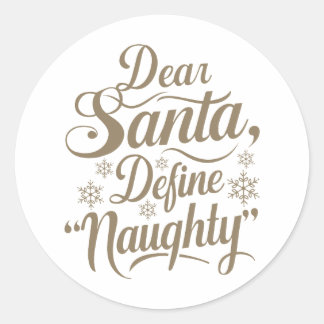 Estimado pegatina de Santa Define Naughty