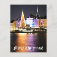 Estocolmo, Suecia en Navidad por la noche