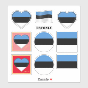 Estonia pegatinas y bandera estonia, corazón/depo