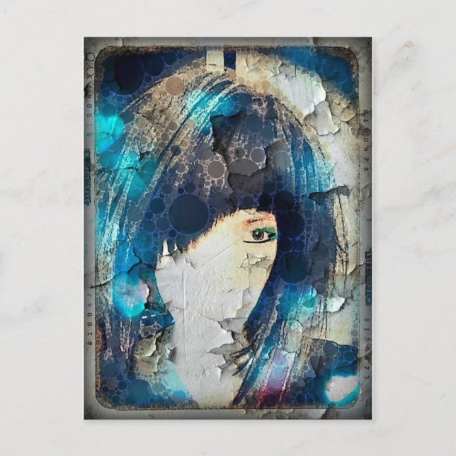 Estoy con la tarjeta postal azul Wig (Anverso)