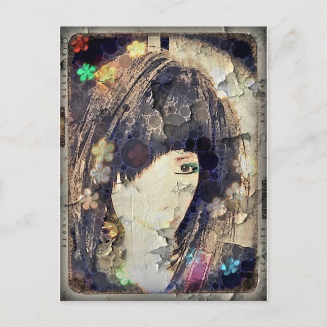 Estoy con una postal floral de peluca (Anverso)