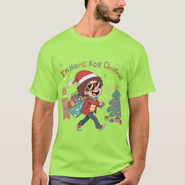 Estoy en casa para Navidades camiseta festiva (Anverso)