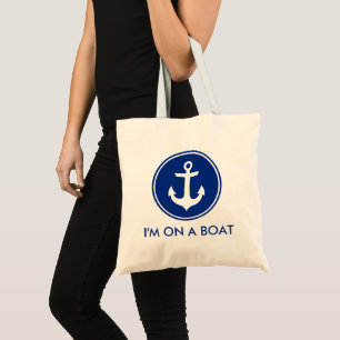 Estoy en una bolsa de asas azul náutica del ancla