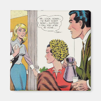 "Estoy ocupado ahora mismo" imán retro-estilo