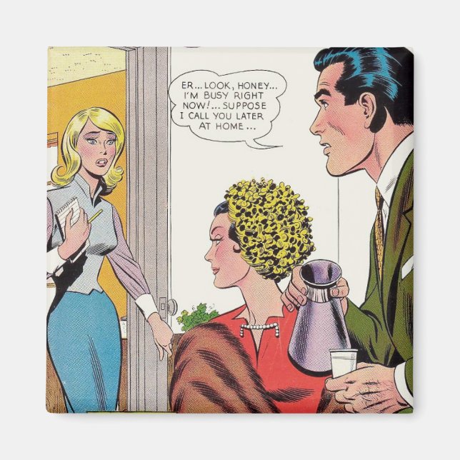 "Estoy ocupado ahora mismo" imán retro-estilo (Frente)