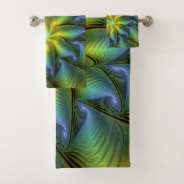 Estrella abstracta, brillante arte azul verde dora