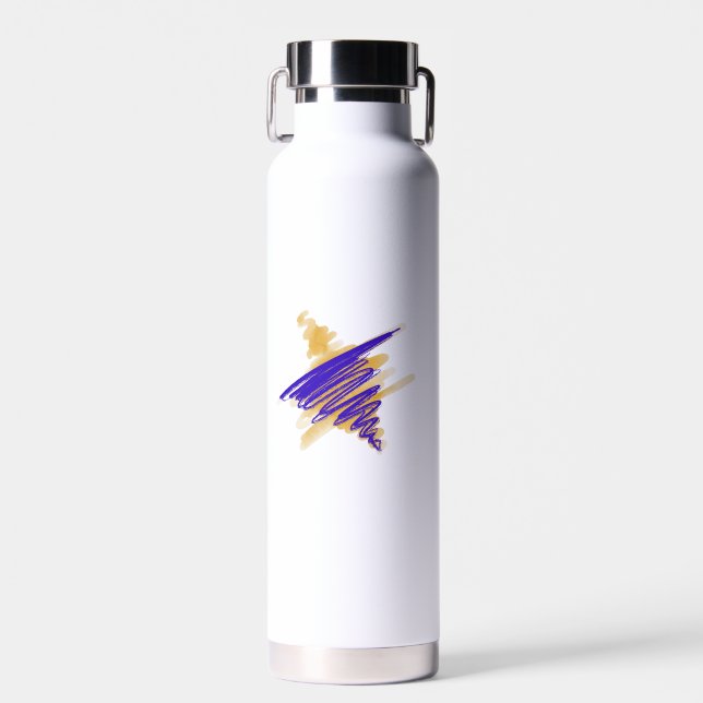 Estrella acuarela de David en botella de agua de o (Delantero)