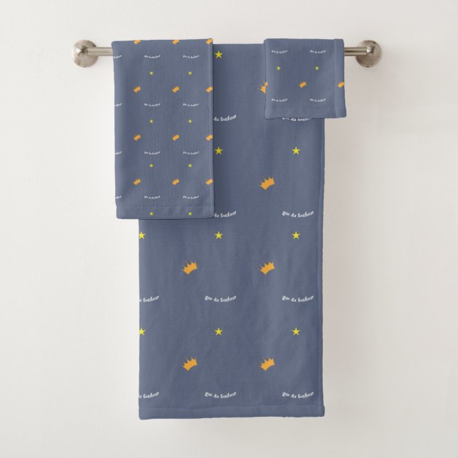 Estrella amarilla suave naranja corona toalla azul (In situ)