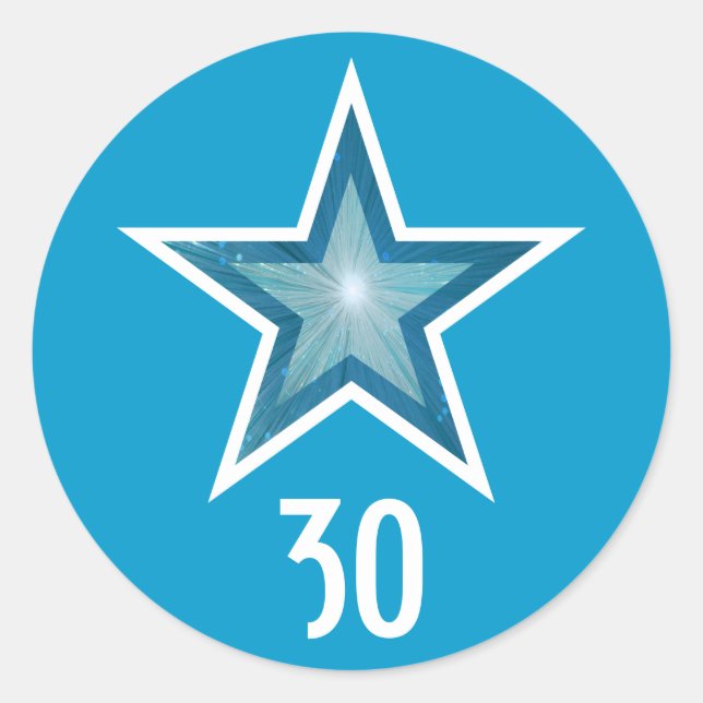 Estrella azul de edad de 30 años pegatina azul (Anverso)