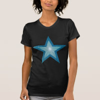 Estrella azul "dos tonos" señoras camiseta negra