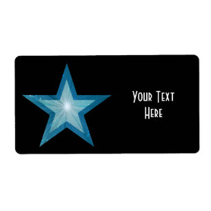 Estrella azul etiqueta 'Tu texto' gran negro