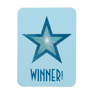 Estrella azul '¡Ganador!' imán flexible azul pálid