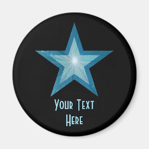 Estrella azul imán de refrigerador "Your Text" neg