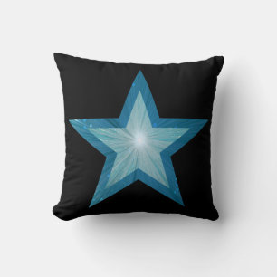 Estrella azul imprimida tira almohada cuadrada neg