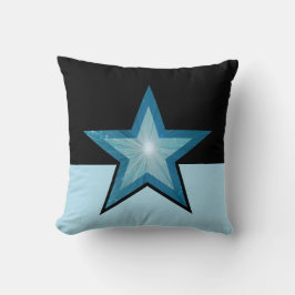 Estrella azul lanzar almohada cuadrada azul pálido