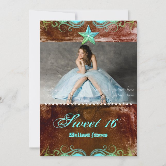 Estrella azul marrón de la invitación de curso occ (Anverso)