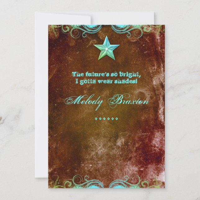Estrella azul marrón de la Invitación de graduació (Anverso)