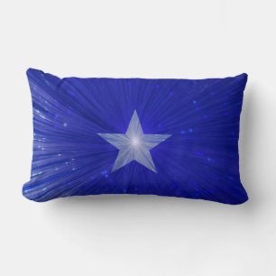 Estrella azul oscura estampada almohada de lanzami