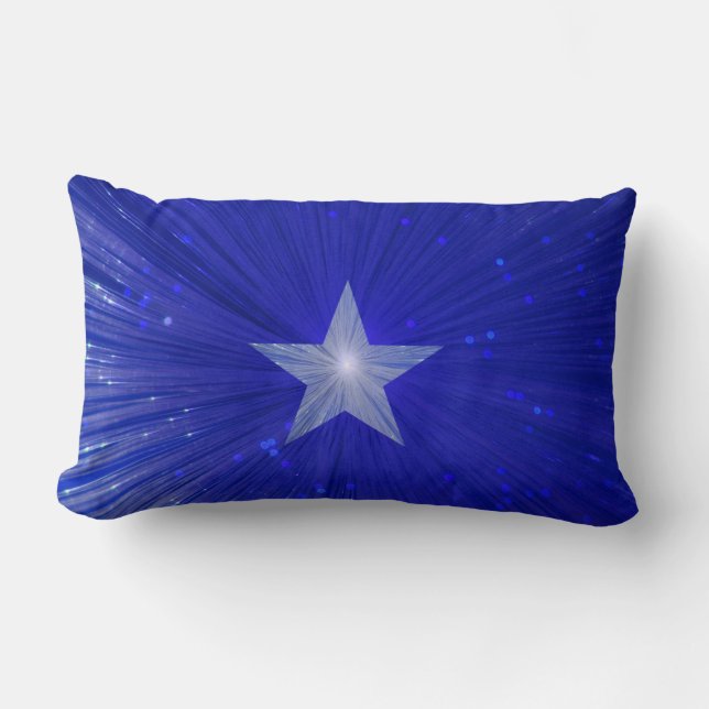 Estrella azul oscura estampada almohada de lanzami (Anverso)