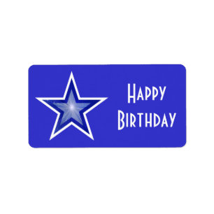 Estrella azul oscura etiqueta 'Cumpleaños feliz' m