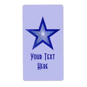 Estrella azul oscura etiqueta "Tu texto" azul páli