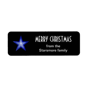 Estrella azul oscura 'Feliz Navidad' etiqueta pequ