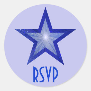 Estrella azul oscura RSVP redonda pegatina azul pá