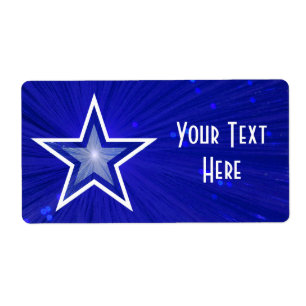 Estrella azul oscura 'Tu texto' etiqueta regalo te