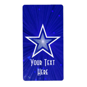 Estrella azul oscura 'Tu texto' etiqueta texto bla