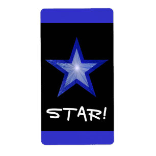 Estrella azul oscuro estriba 'STAR!' etiqueta gran